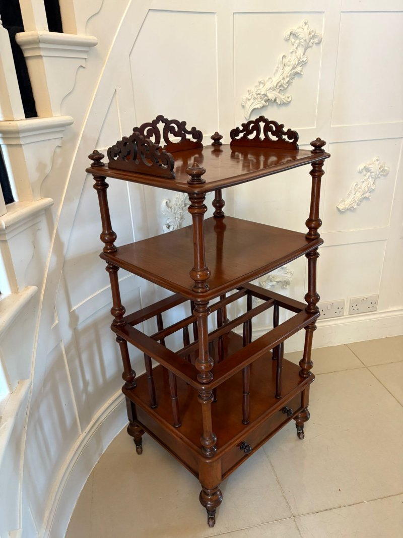 Antique Victorian Quality Mahogany Free Standing Canterbury Whatnot - Image 2